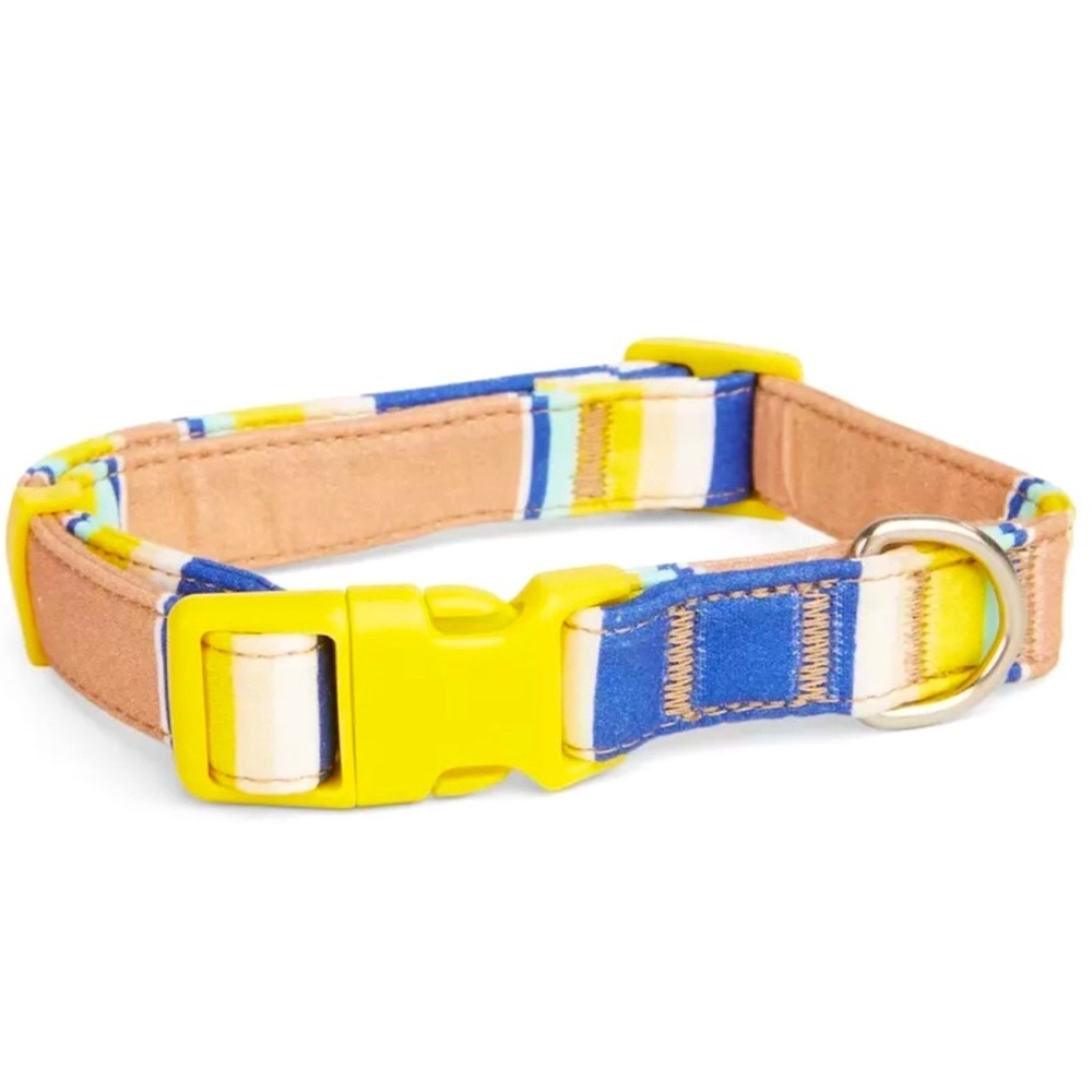 YOULY The Artist Yellow/Navy Stripe Dog Collar, Large